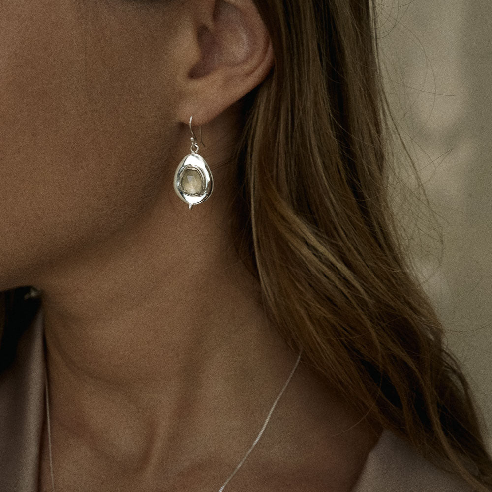 Origins • Silver Green Amethyst Earrings