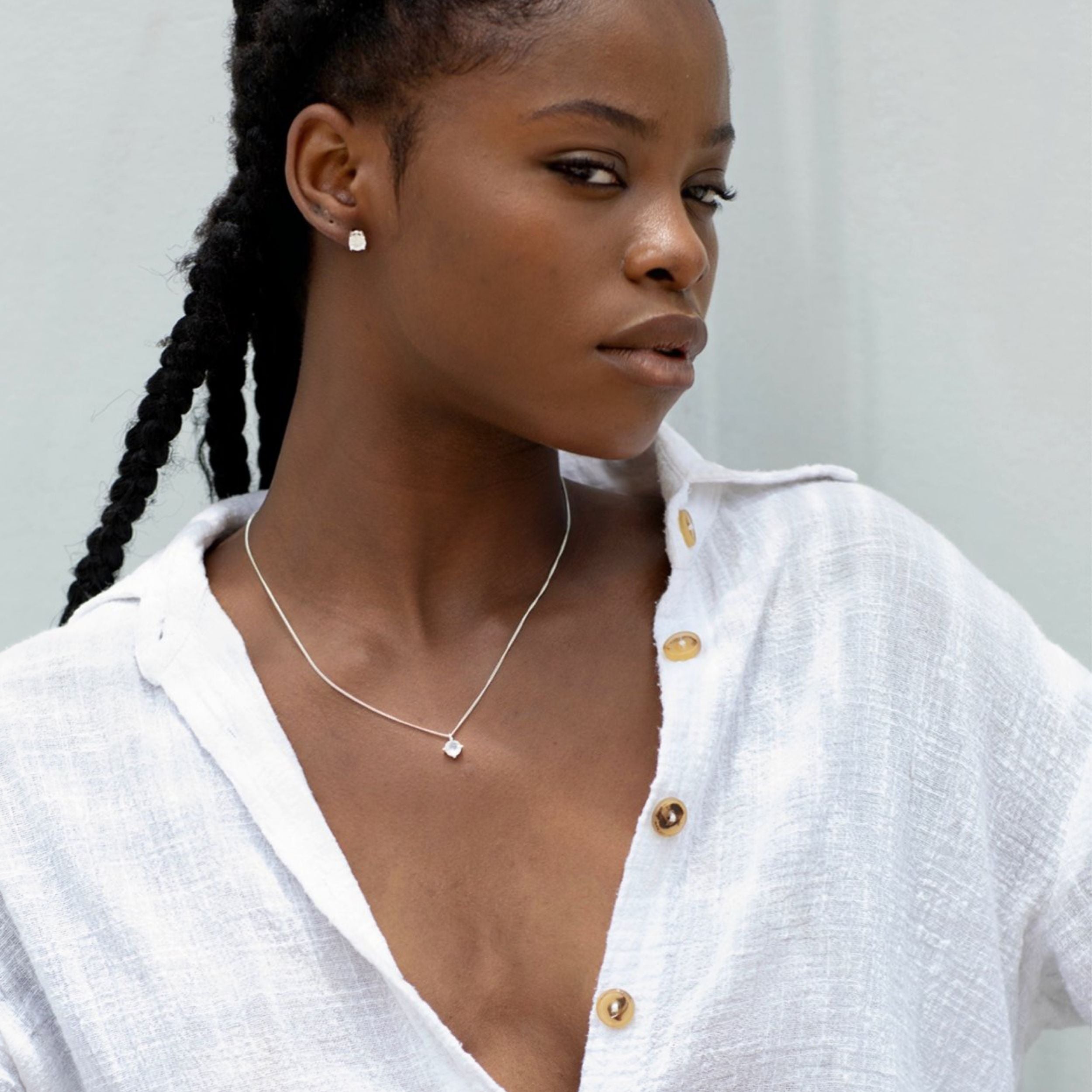 Luminous • Large Round Moonstone Studs