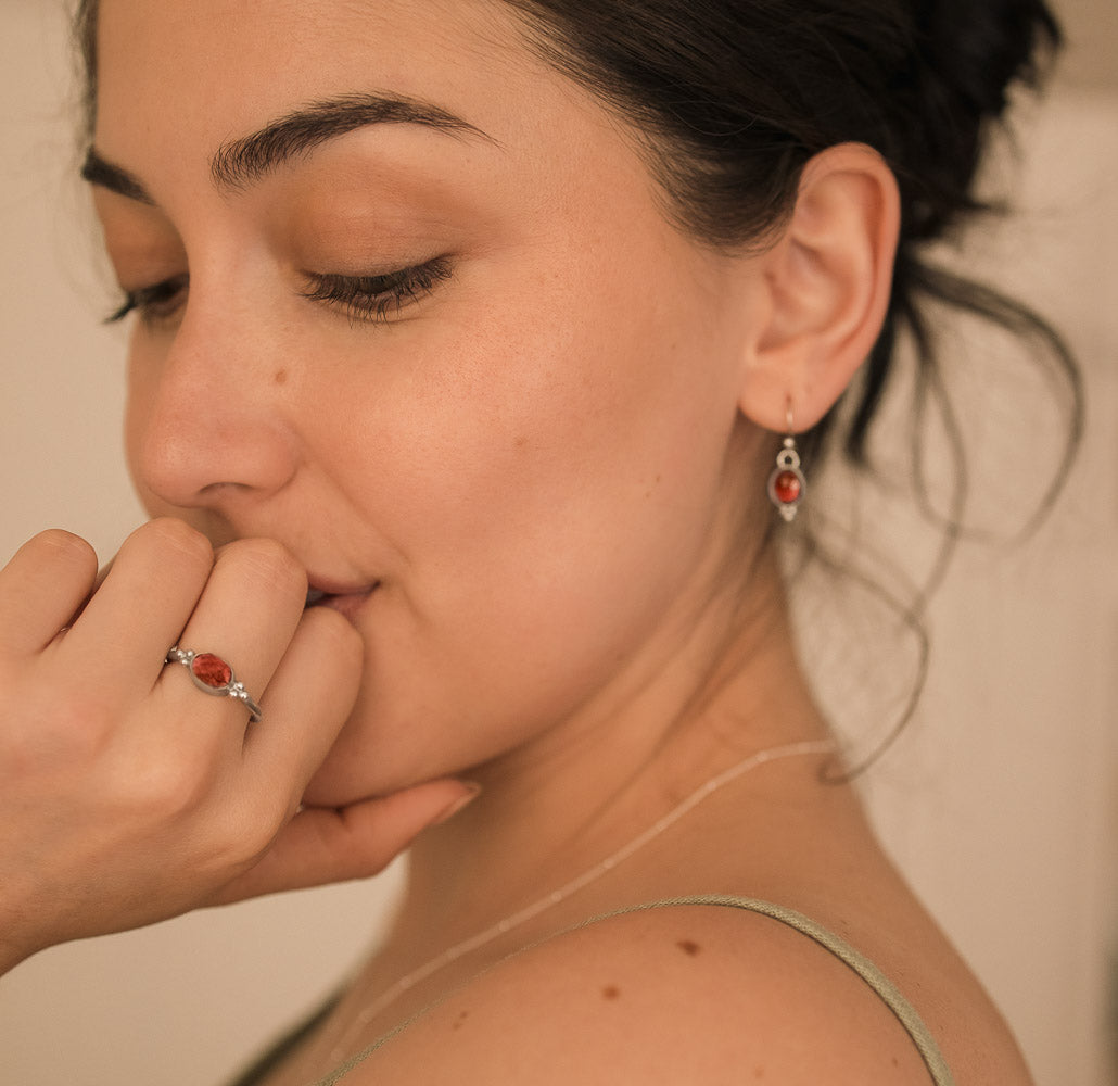 women wearing a pink tourmaline ring