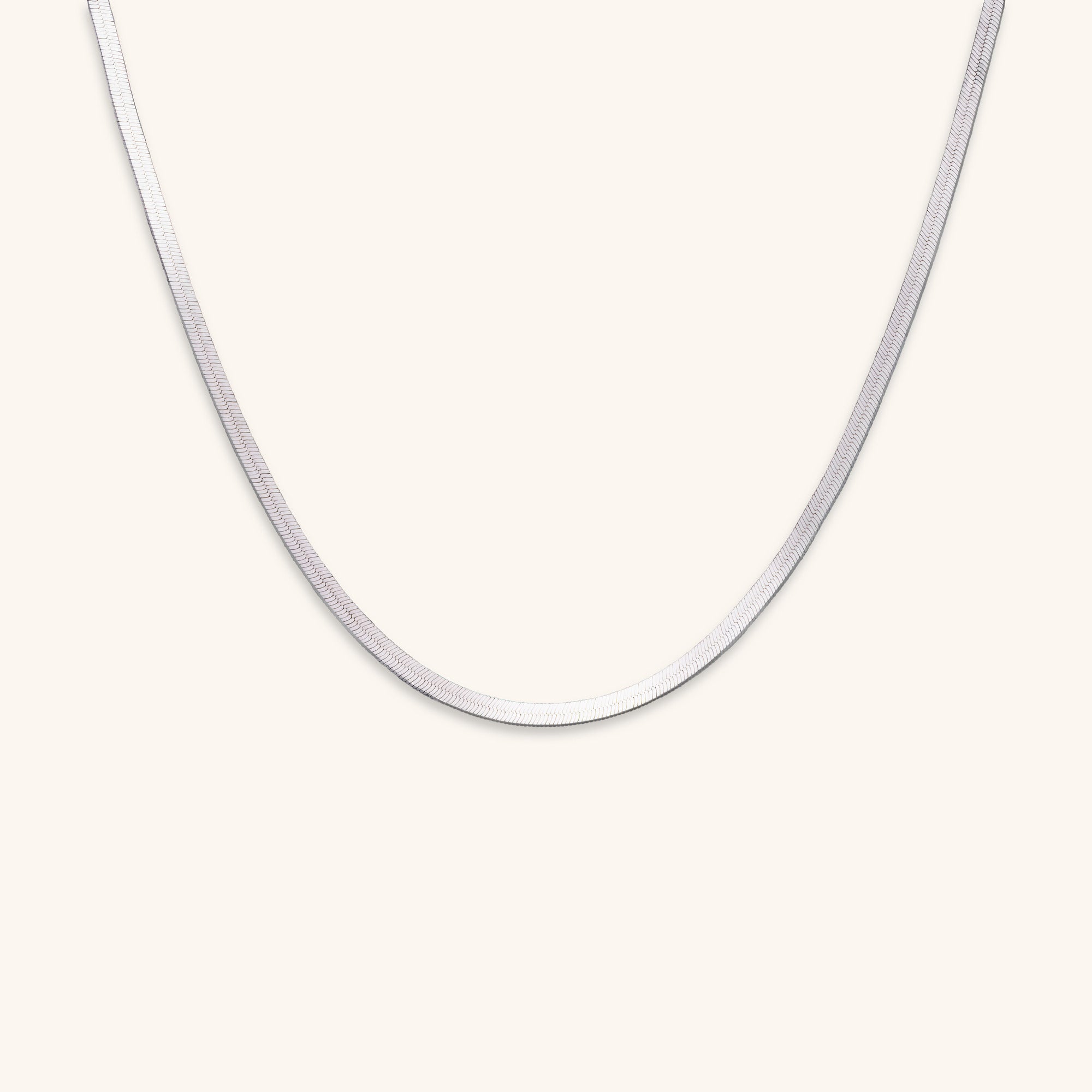 Sterling Silver flat Herringbone Chain Necklace with length of 40 or 45 cm