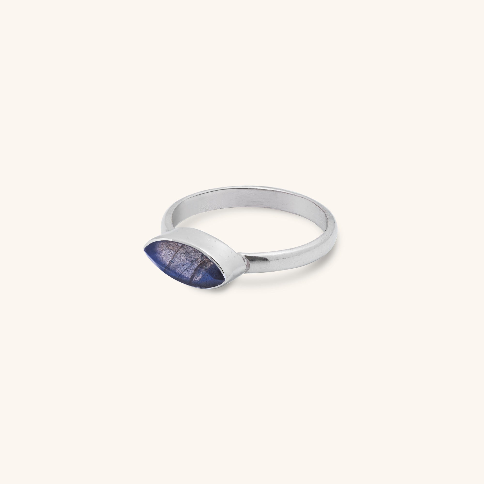 Marquise Labradorite bezel set sterling silver Ring