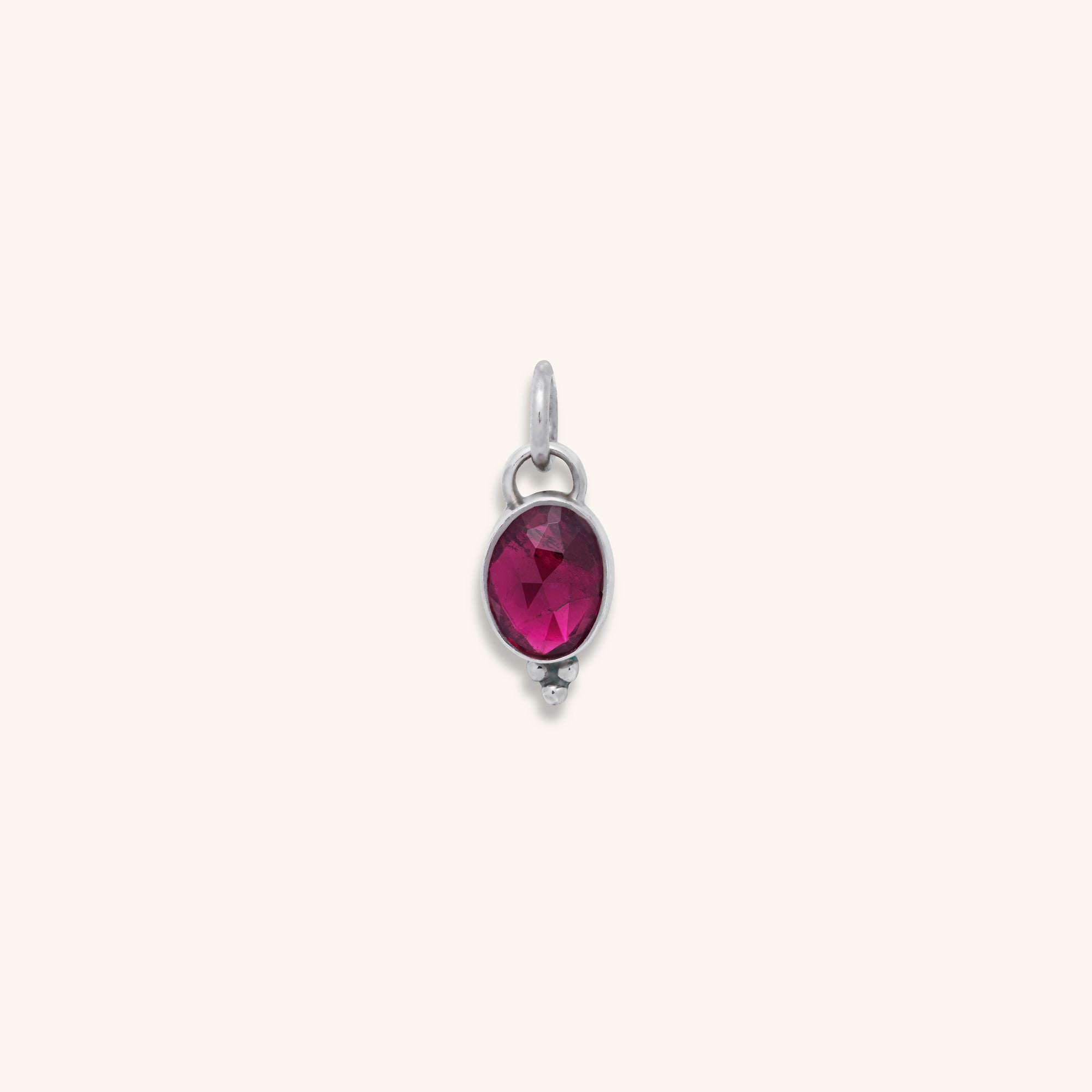 gemstone rose-cut Green Tourmaline bezel set sterling silver pendant with silver ball decoration