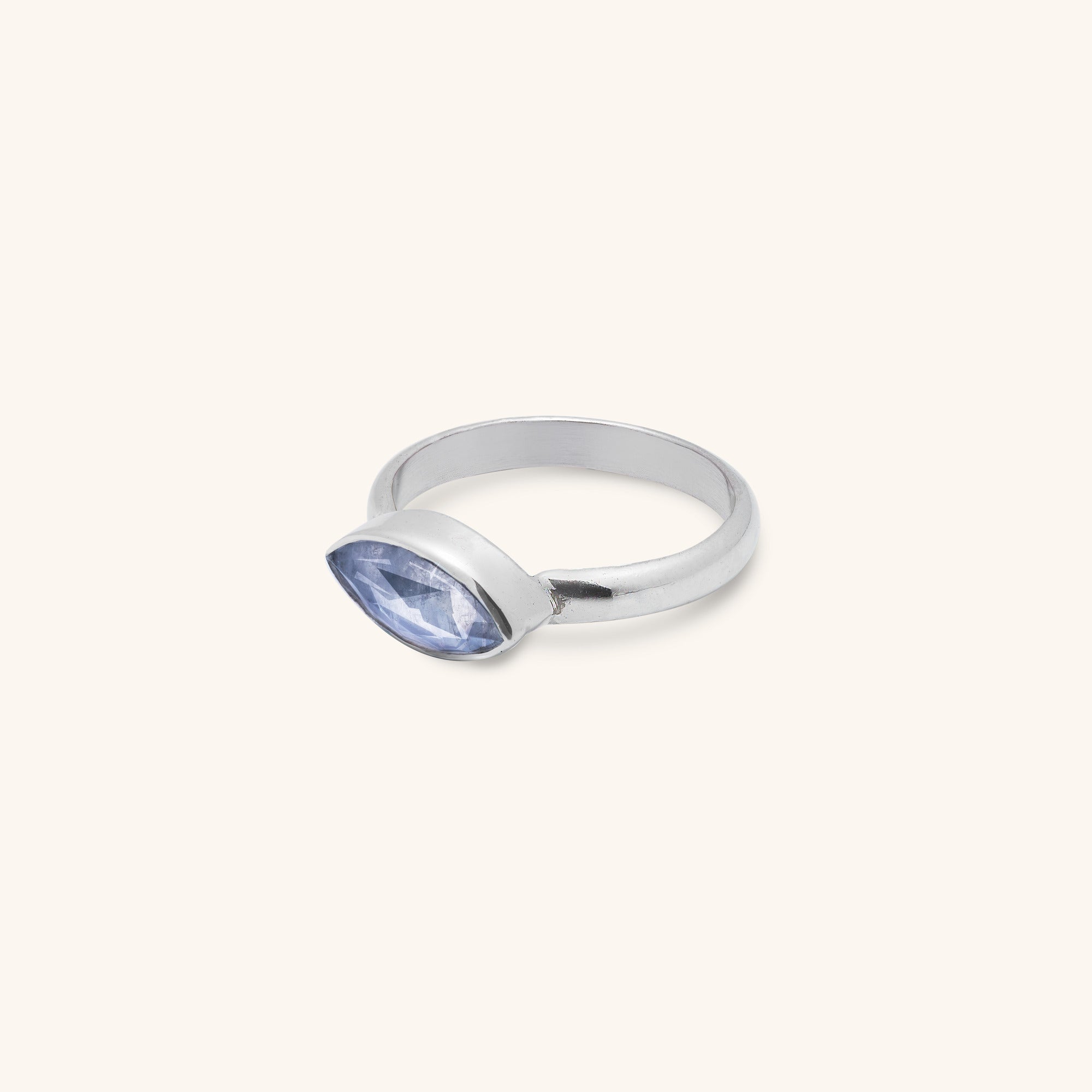 Marquise Rainbow Moonstone bezel set sterling silver ring