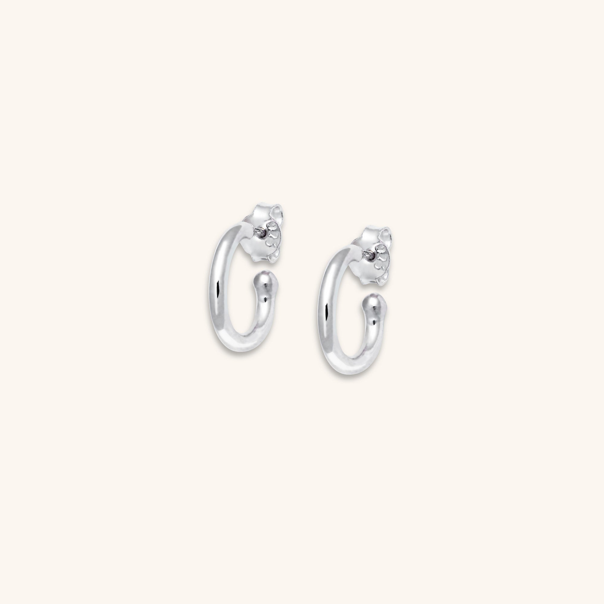 sterling silver smooth round hoops with post and butterfly back from Inesce Jewellery