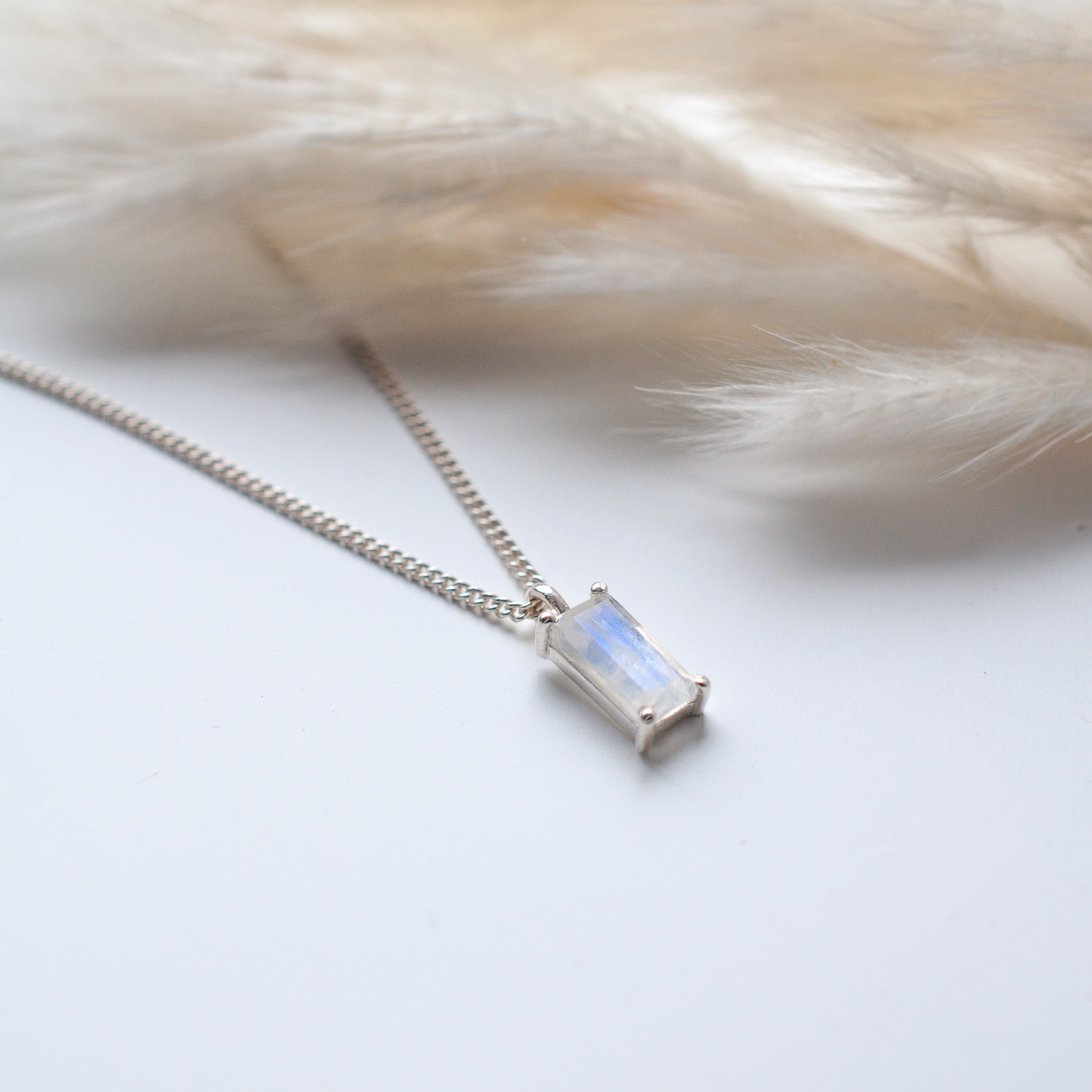 Ascent • Vertical Baguette Moonstone Necklace