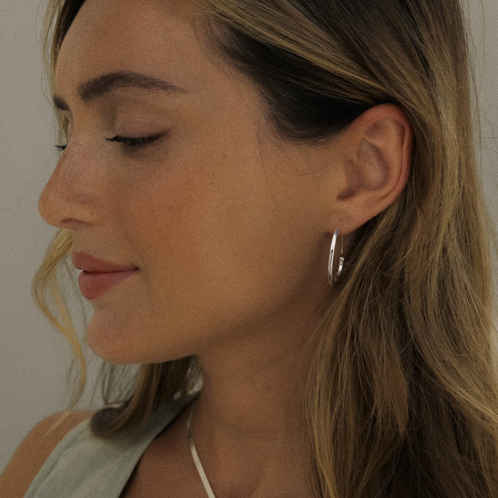 Found • Silver Tapered Hoop Earrings