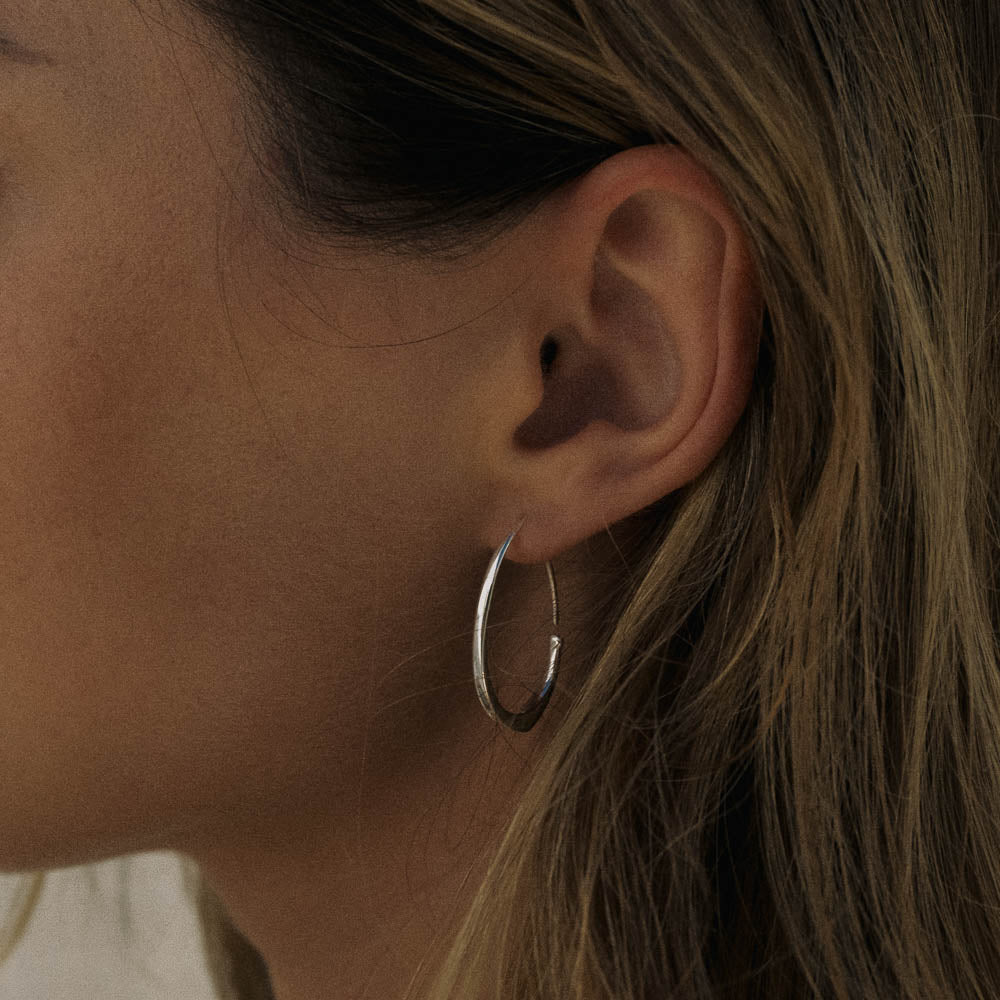 Found • Silver Tapered Hoop Earrings