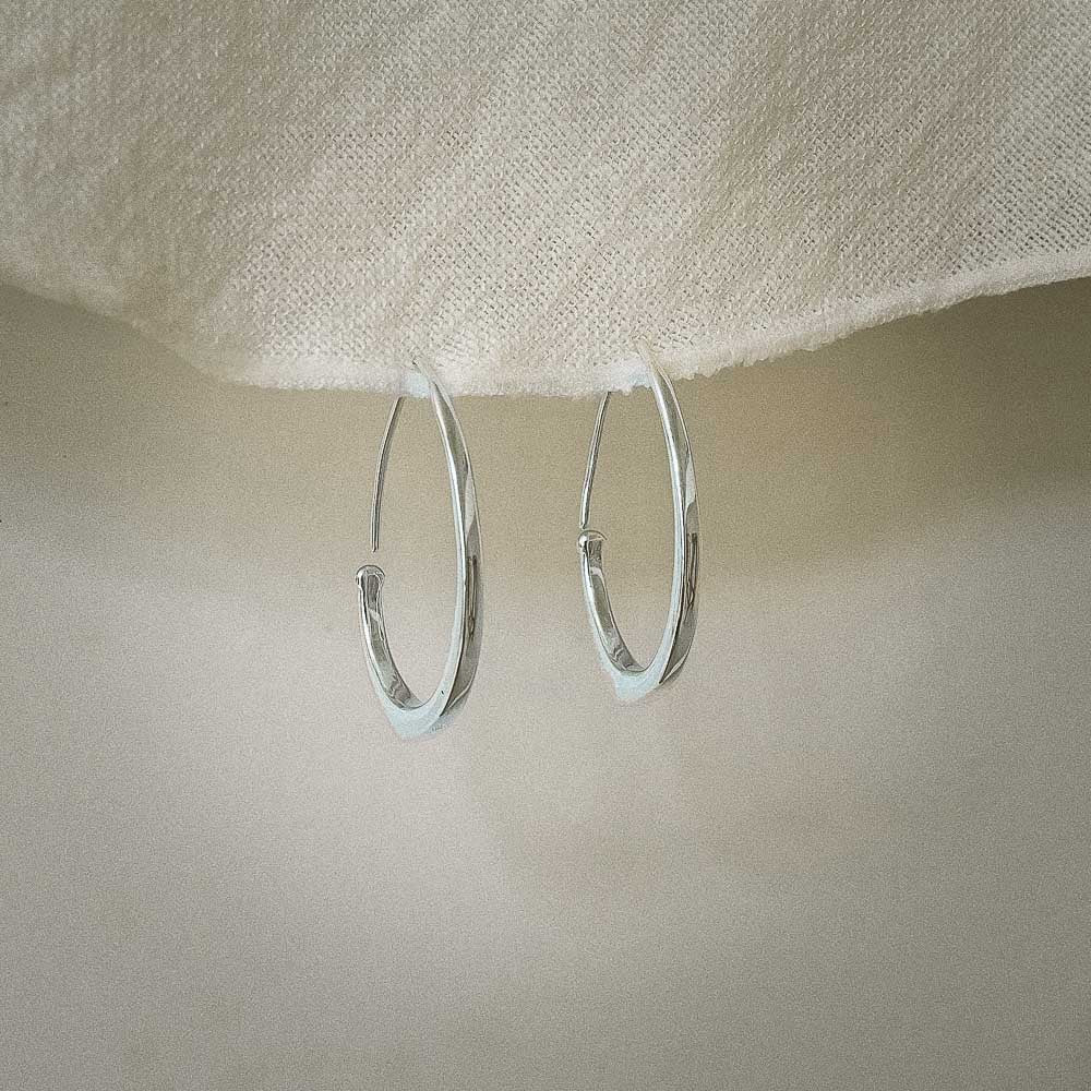 Found • Silver Tapered Hoop Earrings