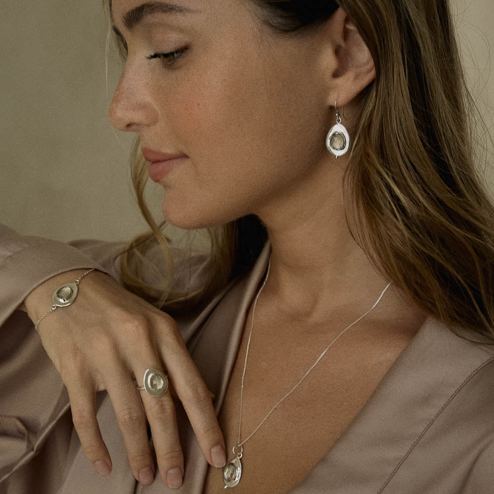 Origins • Silver Green Amethyst Earrings