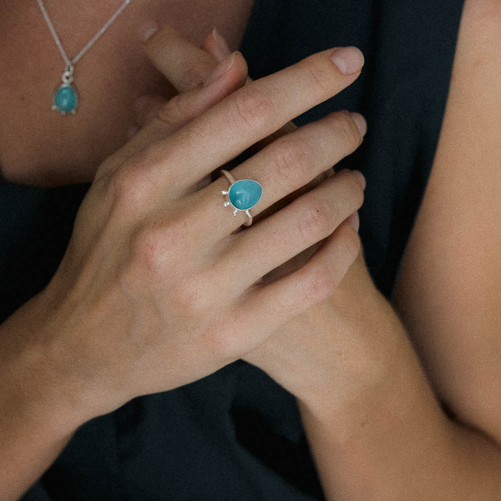 In Stillness • Silver Blue Chalcedony Ring