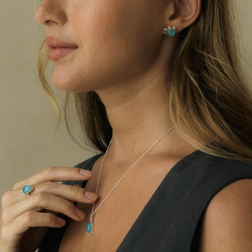 In Stillness • Silver Blue Chalcedony Studs