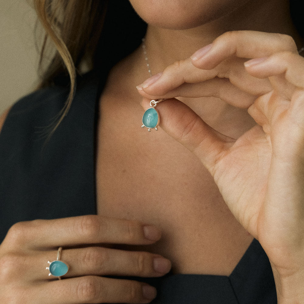 In Stillness • Silver Blue Chalcedony Pendant