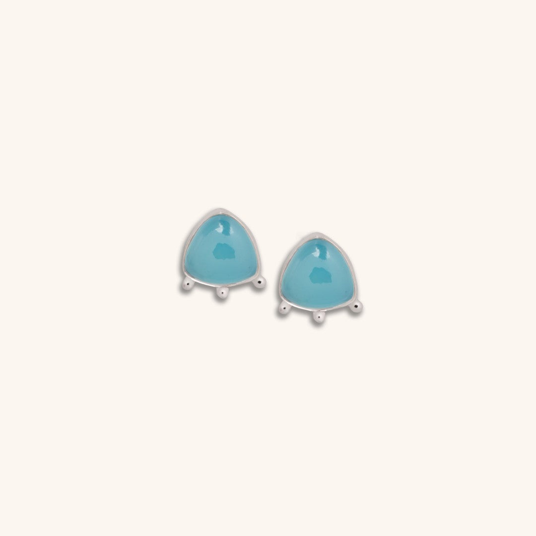 In Stillness • Silver Blue Chalcedony Studs