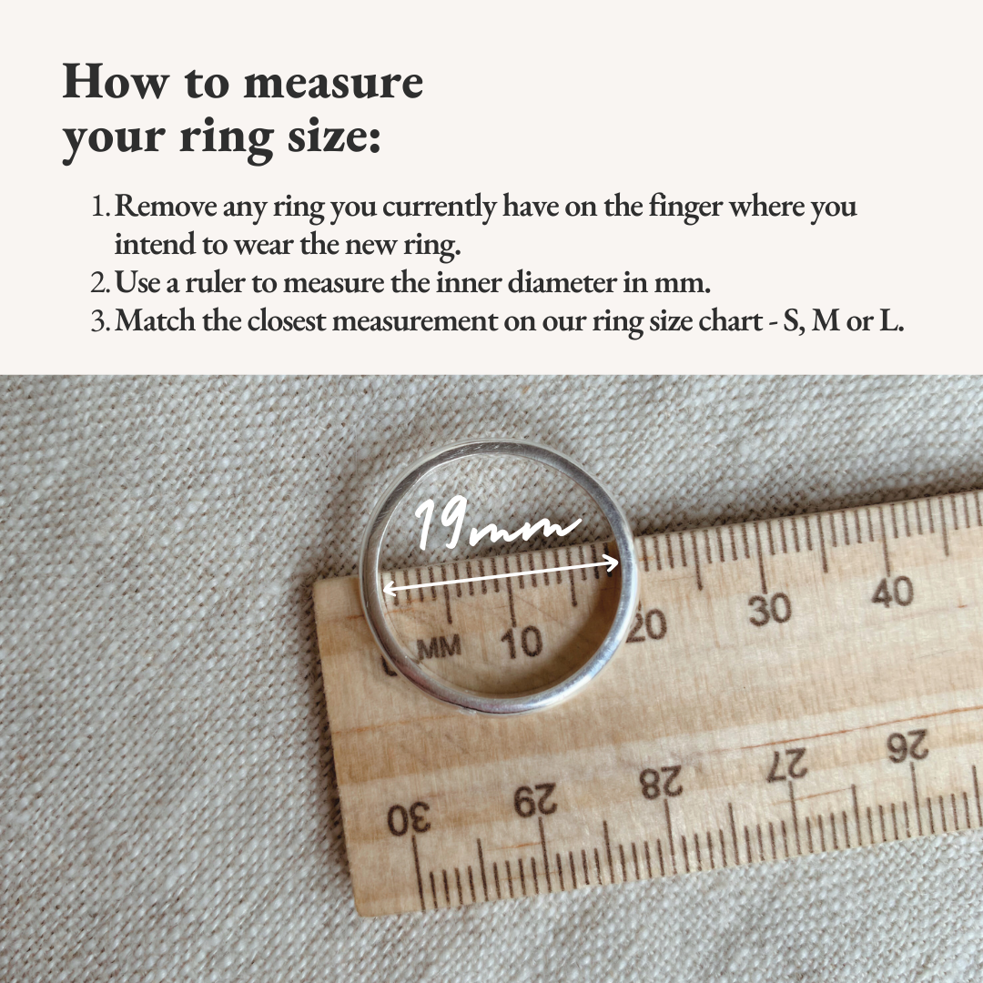 instructions showing how to measure your gemstone ring